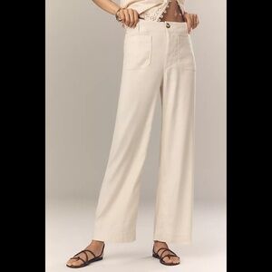 Anthropologie The Colette Linen Full-Length Wide-Leg Pants by Maeve